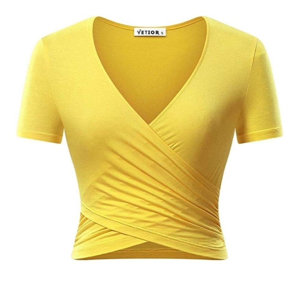  V Neck short Sleeve Unique Slim Fit Coss Wrap